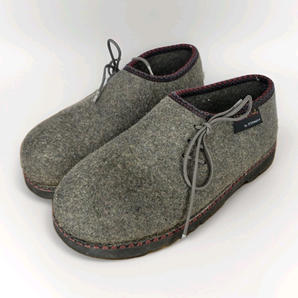 Wild N' Wooly By Stegman Lace Up Brown Felt Wool Shoe Womens Size 9 No Skid EUC
